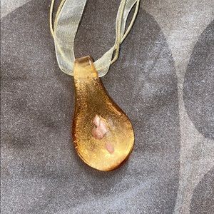New w/o tags handmade Gold/Yellow glass necklace